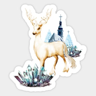 Wonderful fantasy animal in a winter landscape Sticker